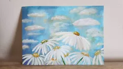 Buy Daisies Acrylic Landscape Painting - Daisy Flowers Artwork 5x7 Inches Artwork • 10£
