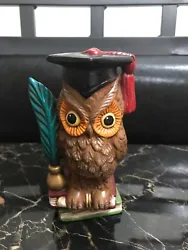 Buy 1977 Vintage Carved Tiny Owl On Book With Graduation Cap, Wooden Owl Handmade  • 33.25£