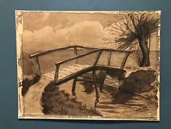 Buy Antique Unframed Bridge Over A Stream Watercolour Painting, Signed T. W. 1913 • 4.99£
