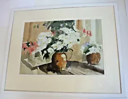 Buy Original Watercolour Framed Art - Mike Jeffries 'Daisies & Earthenware' 68x54cm • 47.49£