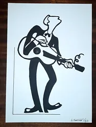 Buy Guitar Player Jazz Musician Modernism Art Deco Acrylic Painting (A4) • 6£