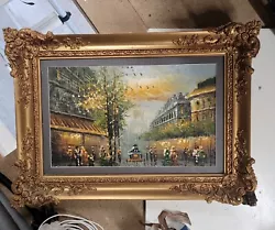 Buy Antique Frame Oil Painting Canvas Paris Street Scene Ornate Gilt Paris France  • 49.99£