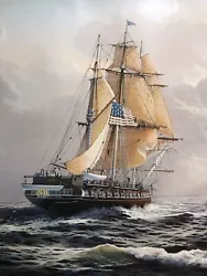 Buy The Constitution Brian Horswell Plymouth Sailing Ship Oil Painting 2’x3’ • 15£