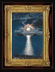 Buy ORIGINAL Oil Painting Handmade Arseni ~ MOON 6  X 4  NO FRAME Art USA • 31.93£