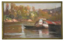 Buy On River With Boats And Huts Signed Mr. Frontte • 103.15£
