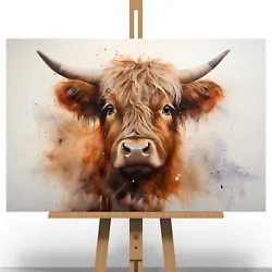 Buy Highland Cow Canvas Print Picture Gift Modern Scottish Wall Art Deer Stag Poster • 27.99£