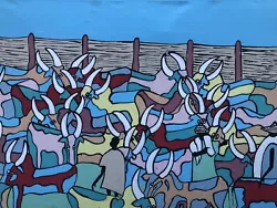 Buy Modern  African Art Tchad- Longhorn Cattle • 20£