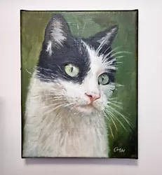 Buy Cat - NEW! Original Oil Painting On Canvas 9.5x7.5inch(19x24cm) • 250£