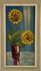 Buy Oil Painting Naive Expressionist Sunflower Still Life Signed 20th Century • 79.10£
