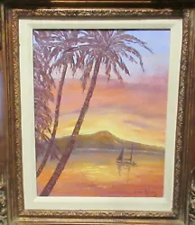 Buy Jeanne Molvang  Diamond Head Hawaii  Original On Canavs Landscape Painting 1983 • 1,223.77£