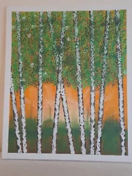 Buy Original Acrylic Painting On Canvas Silver Birch Trees • 27£