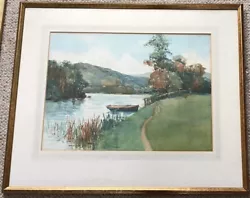 Buy Early- Mid C20th Framed Indistinctly Signed Watercolour Moored Boat On River • 26£