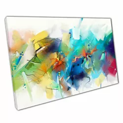 Buy Rainbow Splatter Brush Stroke Multi Textured Paint Modern Abstract Print Canvas • 9.70£
