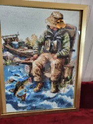 Buy Diamond Art Painting Fisherman Fish Boat Shore 14x11 Framed • 23.74£