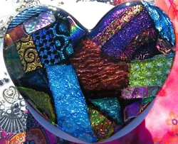 Buy LARGE 5 5/8” Art Glass Studio Valentines Day Heart Dichroic Sculpture FREE SHIP • 66.14£