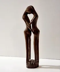 Buy Lovers Vintage Wooden Sculpture  Tall 11 Inch • 86£