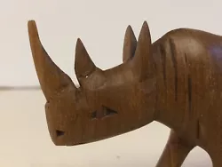 Buy Vintage Wooden Sculpture Hand Carved Teak Rhino , • 17£