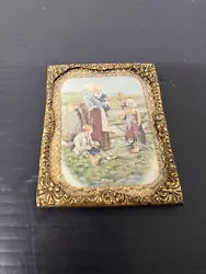 Buy Antique Miniature Silk Picture Country Scene In Glazed Ormolu Frame C:-1909. • 25£