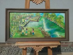 Buy Vintage Original Oil Painting Signed Fred Yates Verso  Canal Overflow Daisy... • 75£