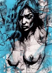 Buy Nude Female ORIGINAL PAINTING Charcoal Urban Art Naked Lady NO RESERVE XX253 A3 • 44£