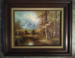Buy Beautiful Vintage Jean Medina Signed Canvas Oil Painting Woods Lake Mountains  • 57.84£