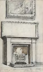 Buy FIREPLACE STUDY Small Antique Watercolour Painting - 19TH CENTURY • 100£