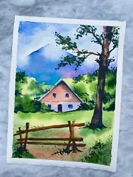 Buy CABIN IN THE WOODS | Original Hand Painted | Watercolour Painting | Signed • 45£