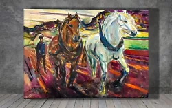 Buy Edvard Munch Horse Team Ploughing CANVAS PAINTING ART PRINT WALL 1220 • 3.96£