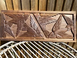 Buy Hand Carved Wall Panel Of Birds Art Deco Style Carved In Black Walnut • 140£