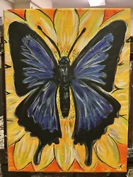 Buy  Butterfly” 11x14 Painting On Canvas By Original Artist. Sunflower Butterfly • 62.02£