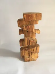 Buy Brutalist Abstract Wooden Sculpture, Architechtonic SB1, Hard Wood, Initialled • 19.99£