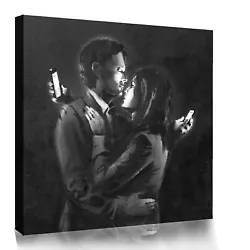 Buy Phone Lovers By Banksy Painting Wrapped On CANVAS WALL ART Picture Print • 12.95£