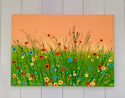Buy SUNSET MEADOW- A3 Original  (not A Print) Flower Painting On Canvas KB • 18£