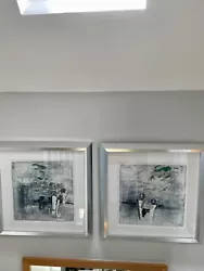 Buy 2 X Original Modern Paintings, Abstract. Silver Wood Frames. 58cm X 58cm • 50£