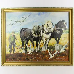 Buy Horse Painting Original Signed R.Waterfield Farming Shire 1977 English • 45£