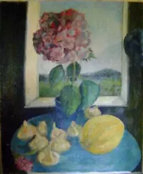 Buy Original Oil Painting On Canvas: Still Life With Flowers And Fruit. C.20th • 40£