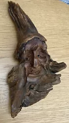 Buy Folk Art Carved Wood Tree Spirit Old Mans Face Sculpture Approx. 32 X 15 X 8cm • 19.99£