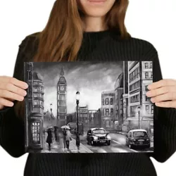 Buy A4 BW - London England Oil Painting Style Poster 29.7X21cm280gsm #43146 • 3.99£