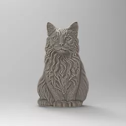 Buy 3D Printable Sitting Cat Flat Back Wall STL File For CNC Router 3D Printer Laser • 2.32£
