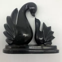 Buy Vintage Black Granite Mother & Baby Swan Sculptures On  Base B108 • 29.77£