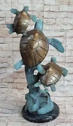 Buy Three Sea Turtles 24  Genuine Handcrafted Bronze Sculpture Lost Wax Artwork • 314.60£