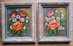 Buy 2 Vtg MCM Floral Framed Small Paintings Poppies Paula Totok Artist Signed 6 X 5  • 33.46£