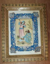 Buy Original Antique Persian Painting With Inlaid Wooden Frame , High Quality Detail • 45£