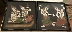 Buy Set Of Two Indian Paintings On Cloth Framed Antique India Art Mint • 236.24£