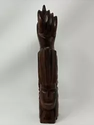 Buy VINTAGE Hand Carved Tribal Face Fingers Statue South America Brazil Heavy Wood • 26.04£