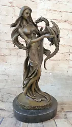 Buy Erotic Woman Sexy Girl Bronze Sculpture Nymph Nude Statue Nouveau Fantas • 275.78£