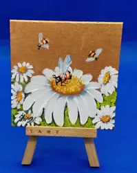 Buy Flowers Daisy Original Acrylic Painting Honey Bee Handmade Wall Art Ooak • 23.42£