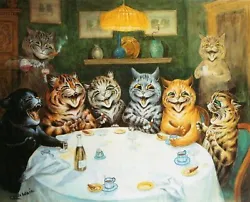 Buy Cats Drinking Smoking Playing Cards Feline Louis Wain Art Painting Print • 6.79£