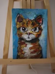 Buy Cat Painting Vintage Style Small Painting Cardboard 12.5x17.5cm Ginger Cat Paint • 20£