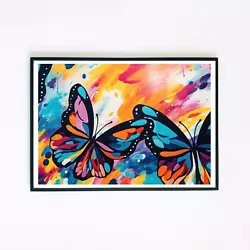 Buy Abstract Butterfly Colour Painting Illustration 7x5 Retro Decor Wall Art Print  • 3.95£